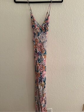Skylar + Madison Floral Midi Slip Dress in Pink, Teal, Yellow